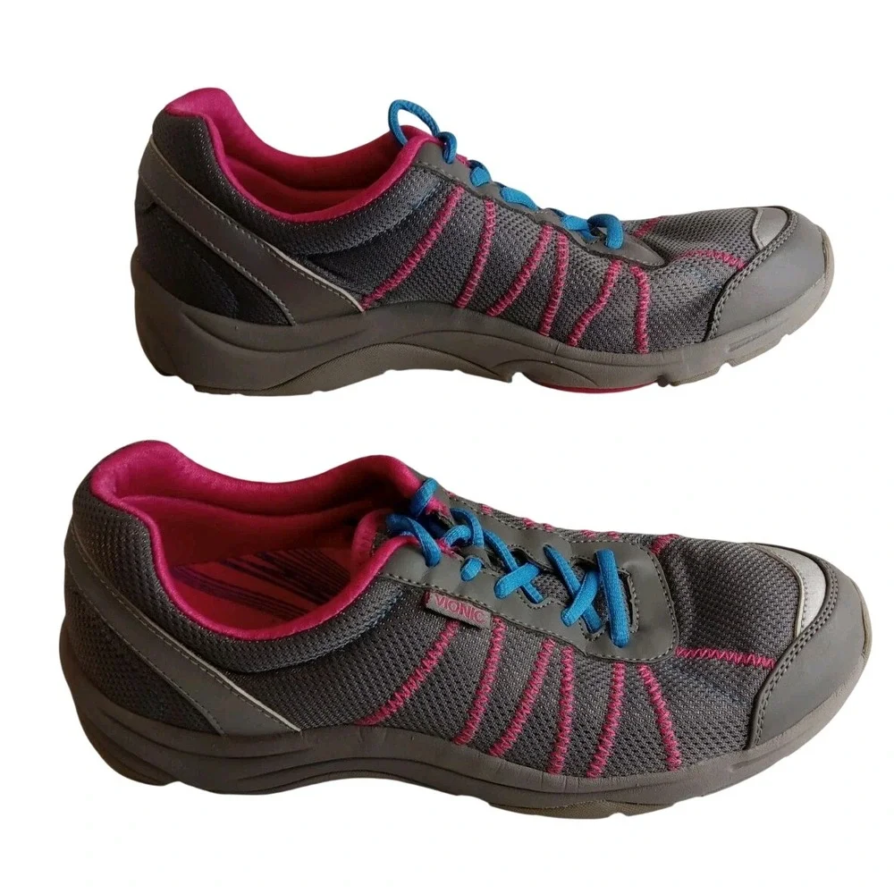 Vionic Alliance Grey Pink Blue Mesh Walking Shoes Sneakers Women's 9